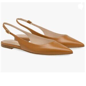 FOWT Brown Pointed Toe Slingback Buckle Strap Flats Comfort Casual Daily Shoes